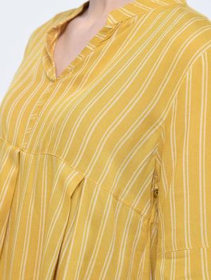 layered sleeve pleated striped top - 15399066 - Standard Image - 5