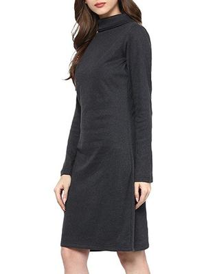 back slit turtle neck sheath dress - 15400242 - Standard Image - 2