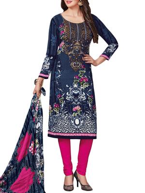 Printed unstitched combo suit - 15400907 - Standard Image - 2