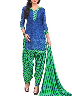 Printed unstitched combo suit - 15400938 - Standard Image - 2