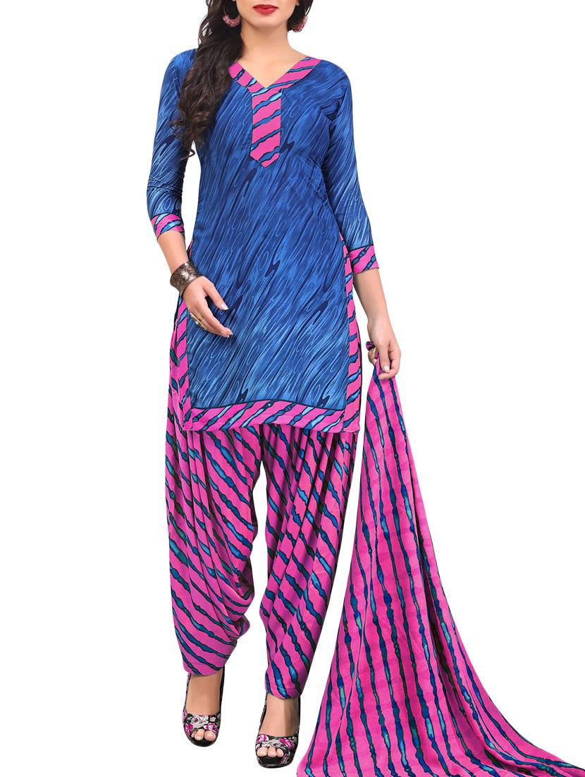 Printed unstitched combo suit - 15400960 - Zoom Image - 2