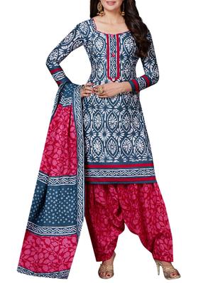 Printed unstitched combo suit - 15400992 - Standard Image - 2