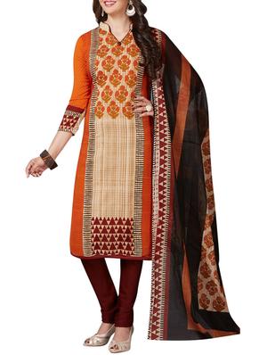 Printed unstitched combo suit - 15401049 - Standard Image - 2