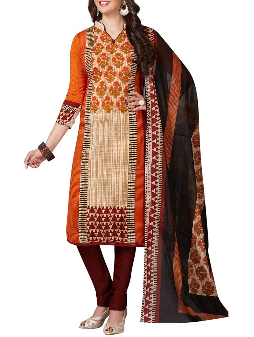 Printed unstitched combo suit - 15401049 - Zoom Image - 2