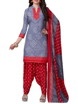 Printed unstitched combo suit - 15401057 - Standard Image - 2