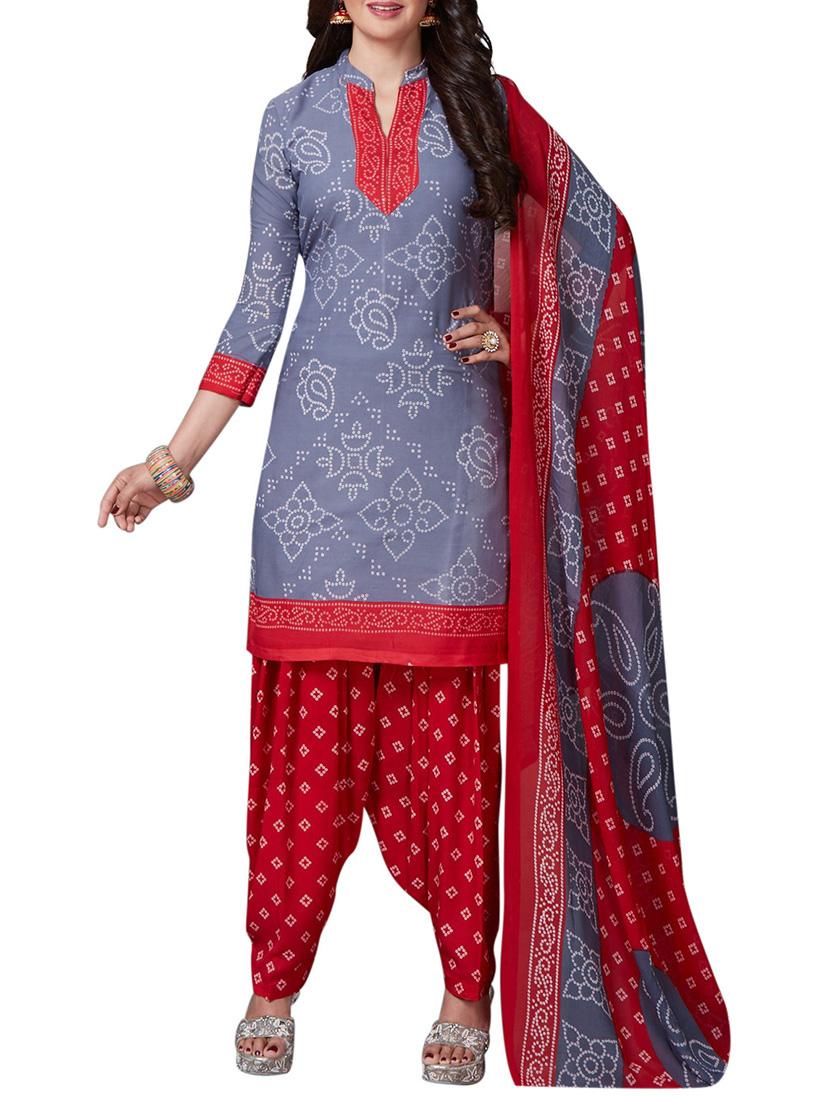 Printed unstitched combo suit - 15401057 - Zoom Image - 2