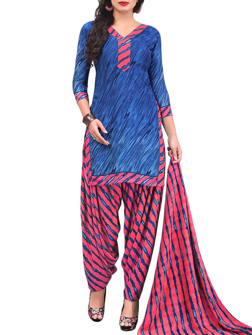Printed unstitched combo suit - 15401086 - Zoom Image - 2