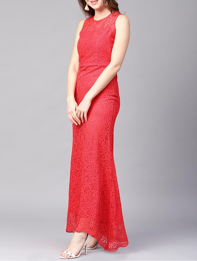 scallop hem textured lace gown - 15401524 - Zoom Image - 2
