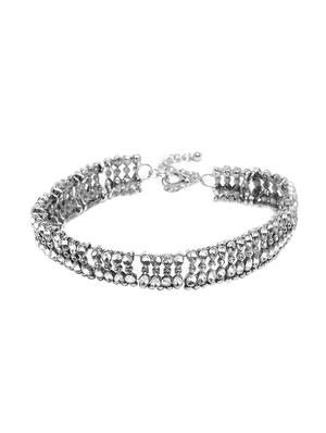 silver tone stone short necklace - 15401603 - Standard Image - 2