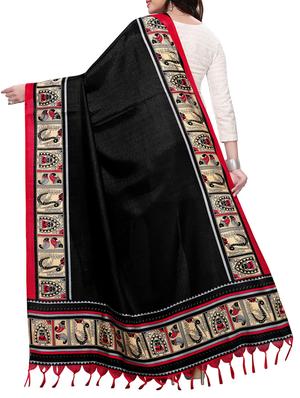 black art silk printed dupatta - 15402077 - Standard Image - 2