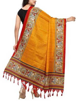 mustard art silk printed dupatta - 15402078 - Standard Image - 2