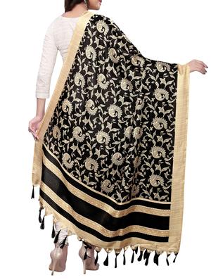 black art silk printed dupatta - 15402102 - Standard Image - 2