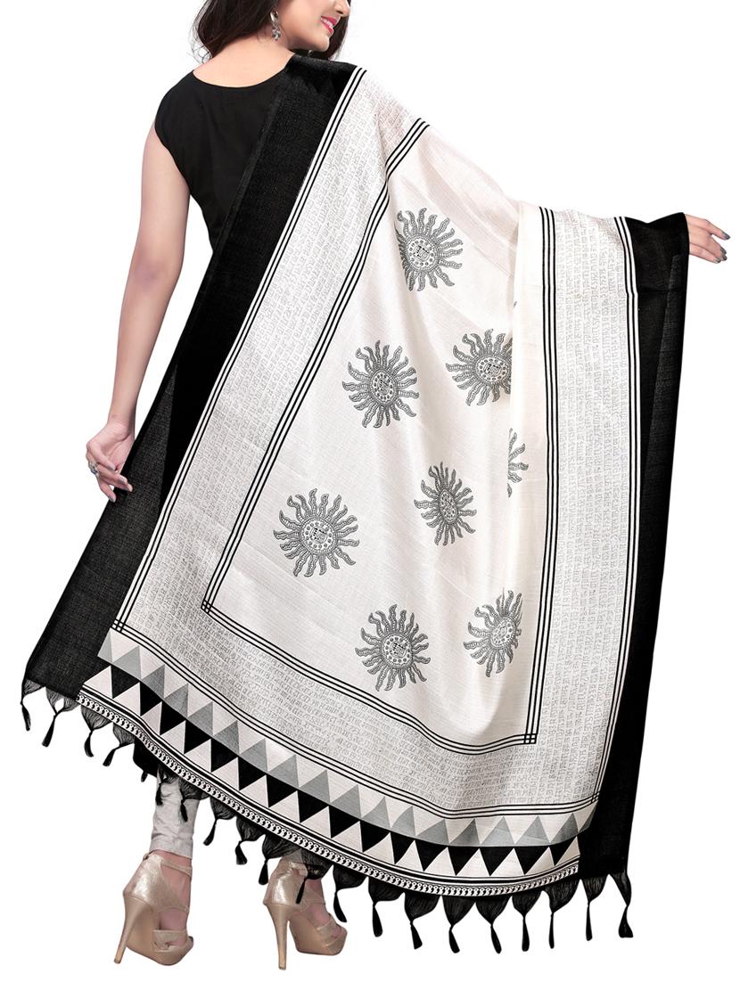 white art silk printed dupatta - 15402104 - Zoom Image - 2