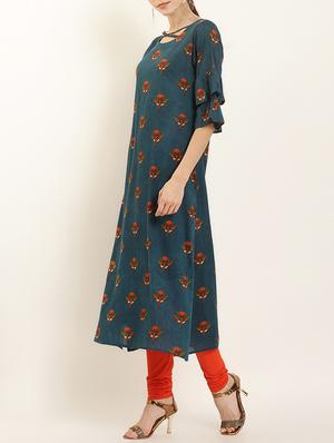 straight bell sleeves kurta - 15402322 - Standard Image - 2