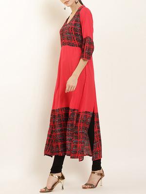 flared slit printed kurta - 15405731 - Standard Image - 2