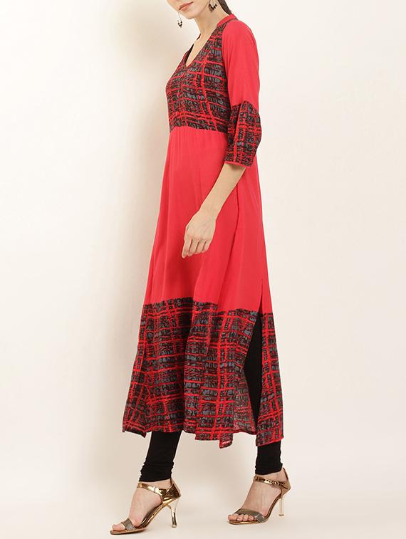 flared slit printed kurta - 15405731 - Zoom Image - 2