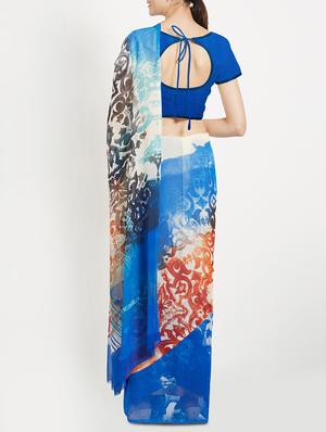 Abstract printed saree with blouse - 15409957 - Standard Image - 2