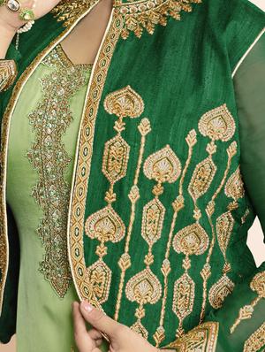 Embroidered semi-stitched churidaar suit - 15410233 - Standard Image - 5