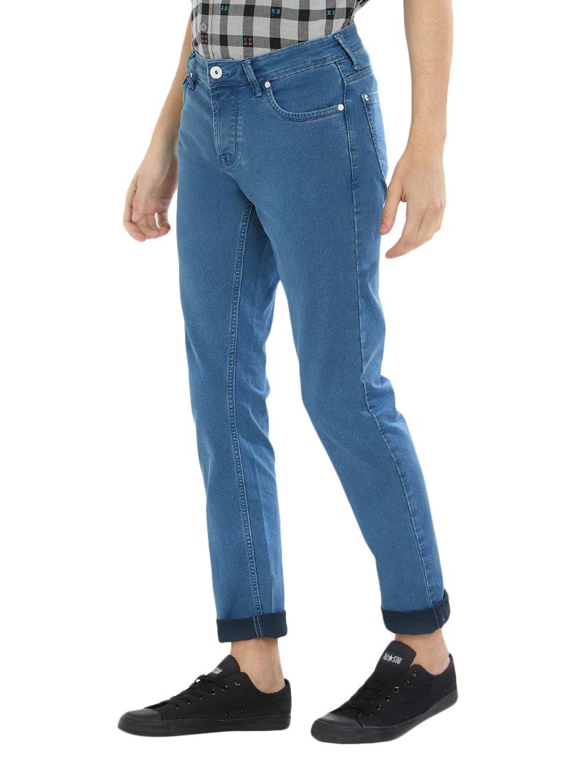 light blue cotton plain jeans - 15410291 - Zoom Image - 2