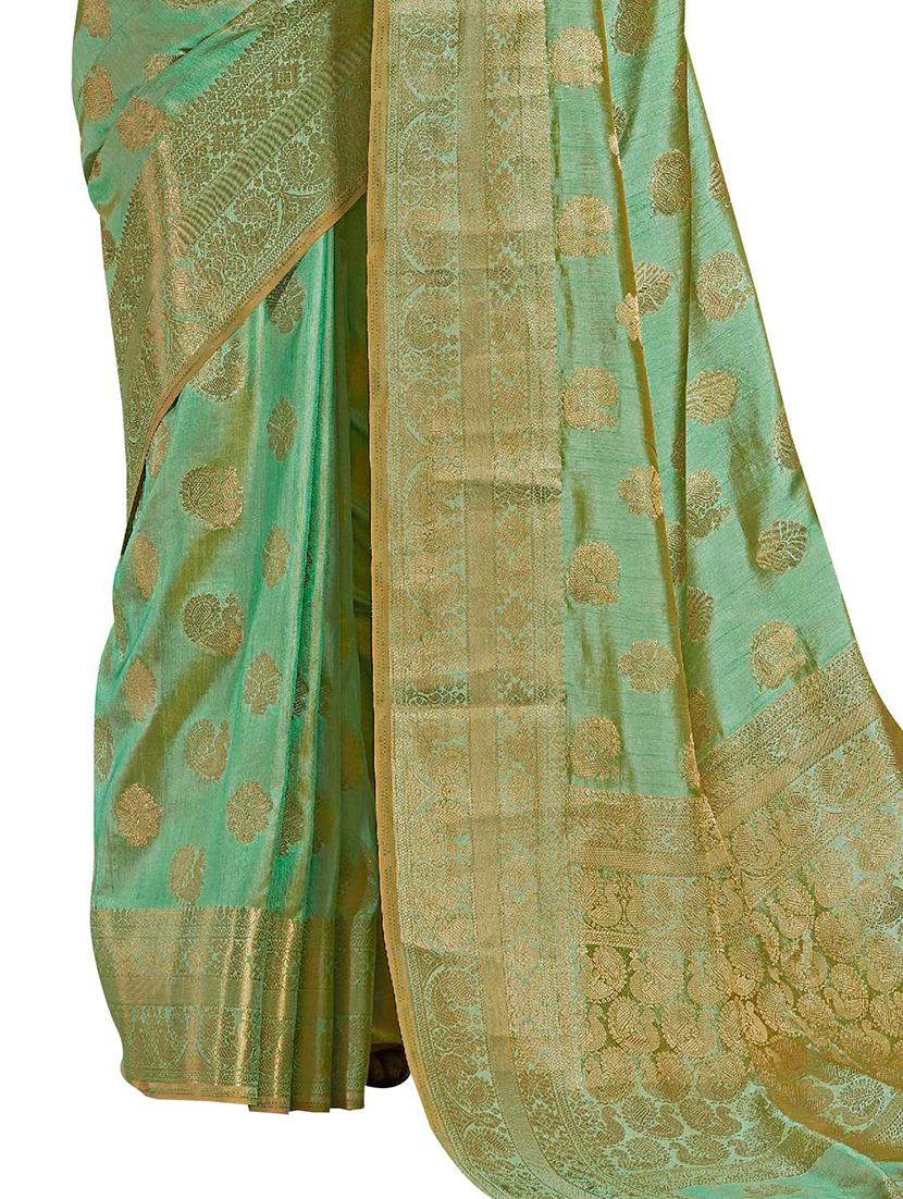 zari weave banarasi saree with tassels with blouse - 15410415 - Zoom Image - 2