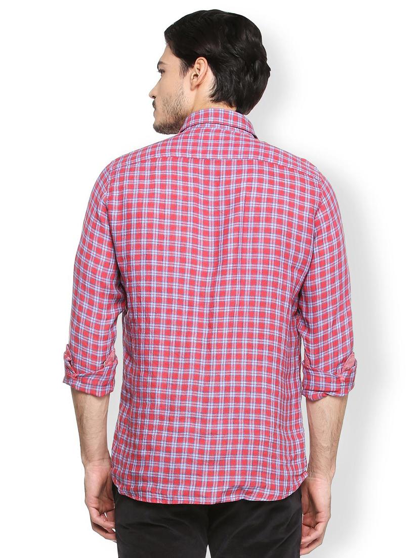 red linen casual shirt - 15410573 - Zoom Image - 2