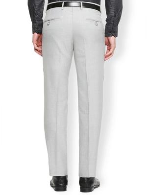 grey polyester blend flat front formal trouser - 15410841 - Standard Image - 2