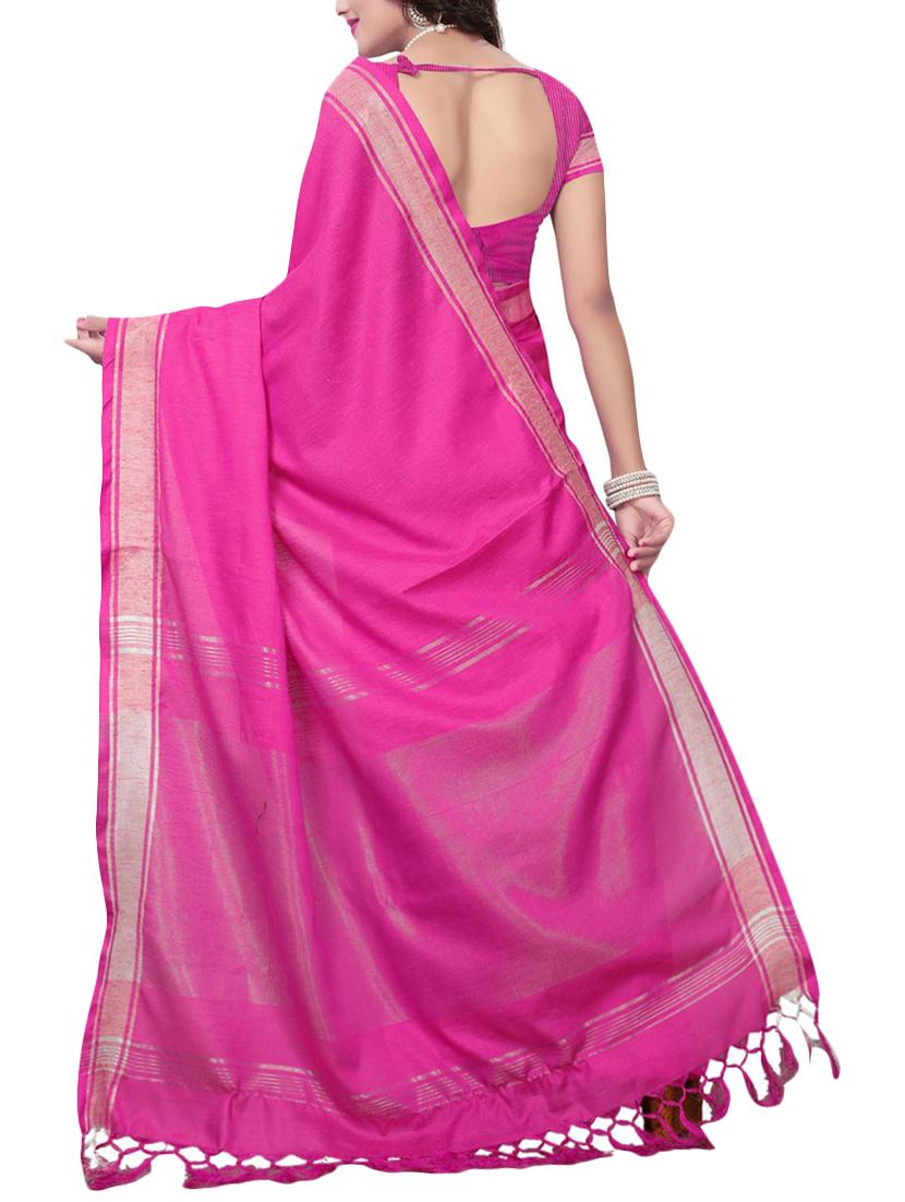 Linen maheshwari saree with blouse - 15410849 - Zoom Image - 2