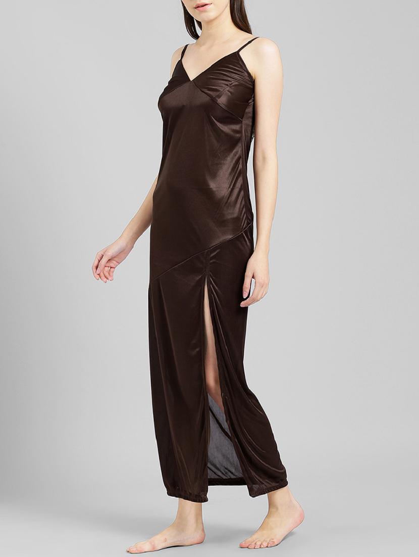Sweetheart neck side slit nighty - 15411054 - Zoom Image - 2
