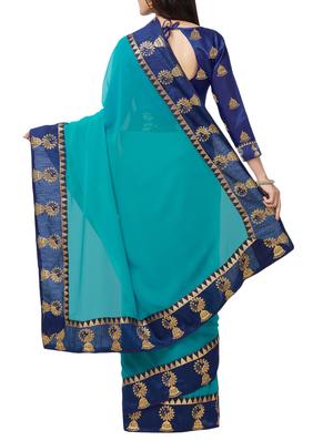 embroidered lace border saree with blouse - 15411062 - Standard Image - 2