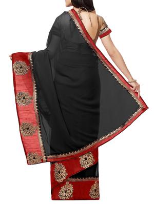 embroidered lace border saree with blouse - 15411067 - Standard Image - 2