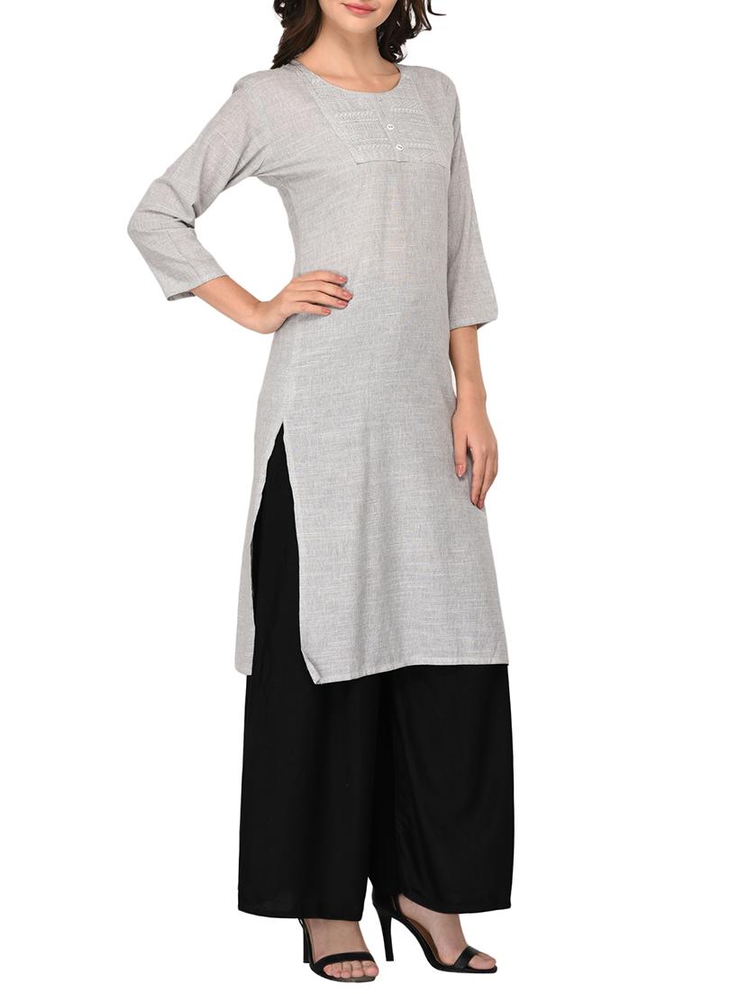 straight embroidered kurta - 15411187 - Zoom Image - 2