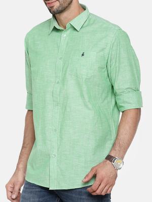 green cotton linen casual shirt - 15411200 - Standard Image - 2