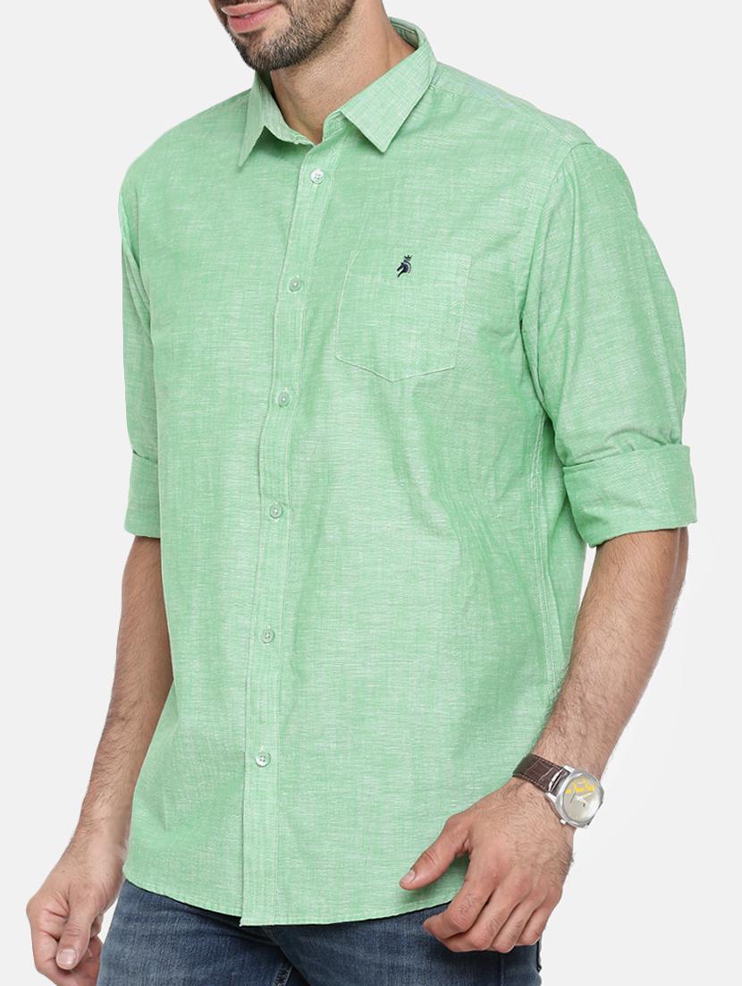 green cotton linen casual shirt - 15411200 - Zoom Image - 2
