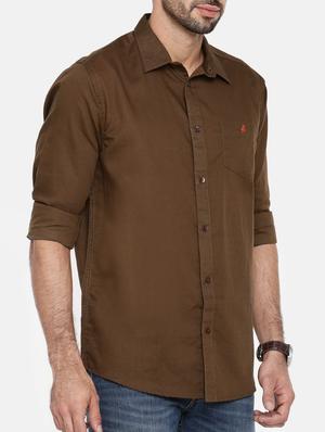 brown cotton casual shirt - 15411204 - Standard Image - 2