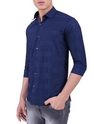 navy blue cotton casual shirt - 15411391 - Standard Image - 2