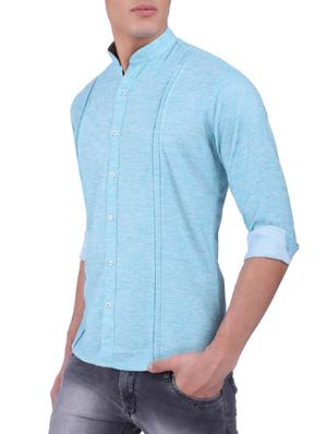 blue cotton casual shirt - 15411394 - Standard Image - 2