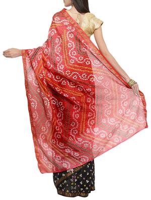 half and half bandhani saree with blouse - 15411614 - Standard Image - 2