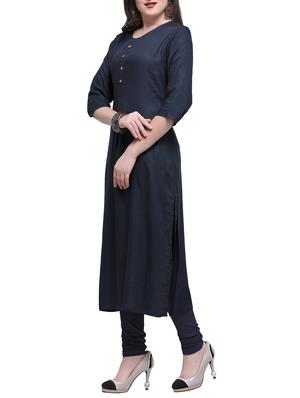 Black Staright kurta - 15411811 - Standard Image - 2
