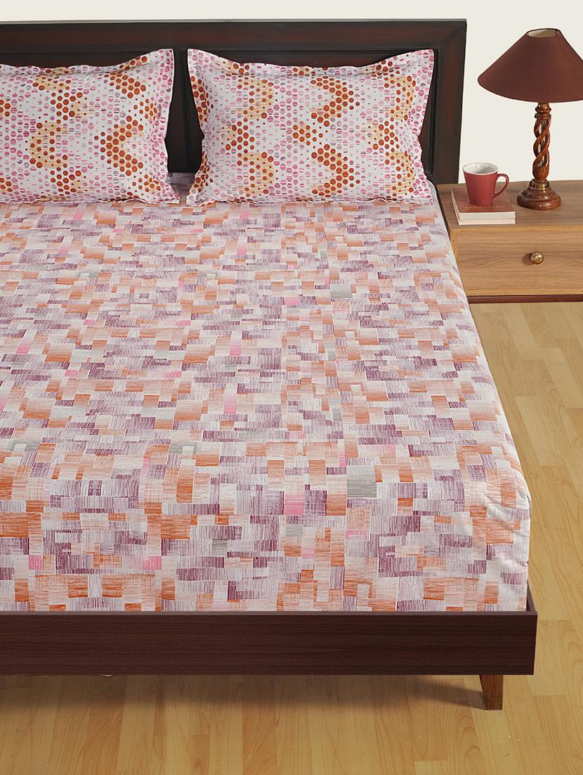 180 TC Geometrical Print Cotton Single Bed Sheet with 1 Pillow Cover - 15411870 - Zoom Image - 2