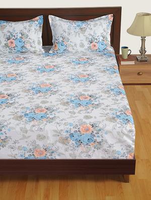 250 TC Floral Print Cotton Satin Single Bed Sheet with 1 Pillow Cover - 15411881 - Standard Image - 2