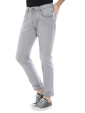grey cotton plain jeans - 15412042 - Standard Image - 2