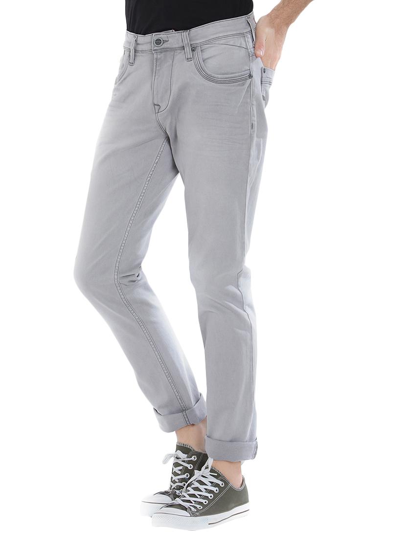 grey cotton plain jeans - 15412042 - Zoom Image - 2