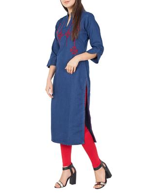 straight embroidered kurta - 15412226 - Standard Image - 2