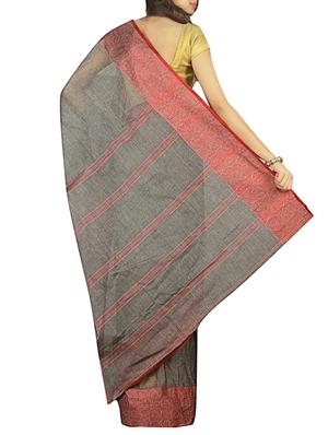 contrast jacquard border tant saree with blouse - 15412335 - Standard Image - 2