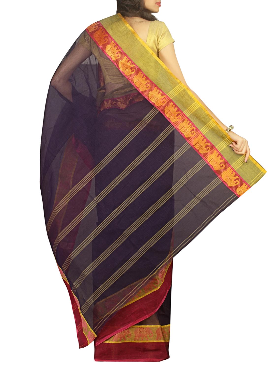 contrast jacquard border tant saree with blouse - 15412338 - Zoom Image - 2