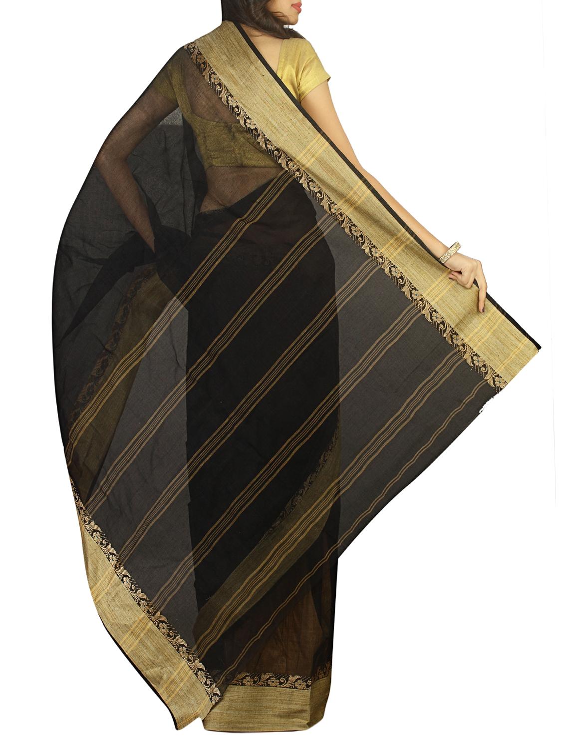 contrast border plain tant saree with blouse - 15412349 - Zoom Image - 2