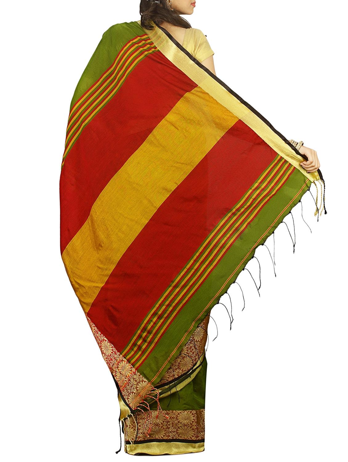 floral zari border tant saree with tassels with blouse - 15412393 - Zoom Image - 2