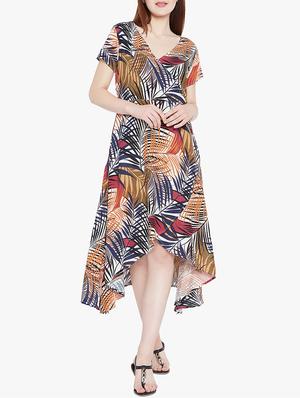 Tropical print asymmetrical dress - 15412837 - Standard Image - 2