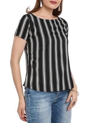 Striped round neck top - 15412850 - Standard Image - 2