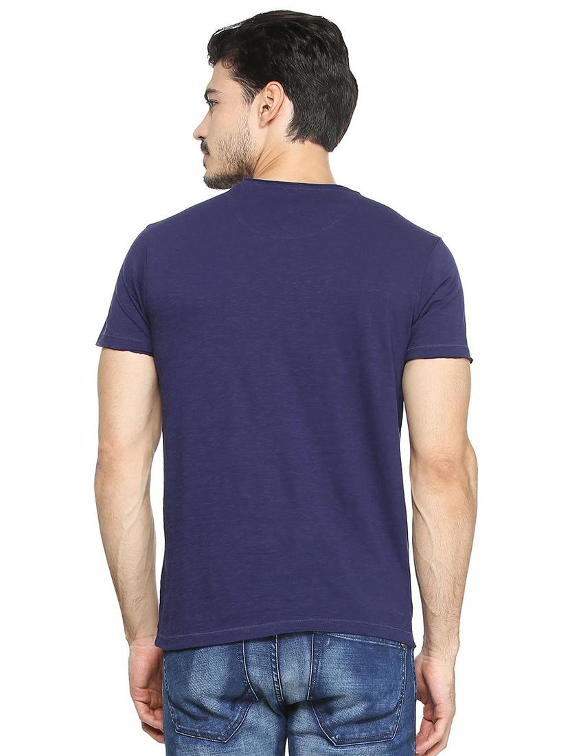 blue cotton front print t-shirt - 15413142 - Zoom Image - 2